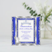 Quinceanera 15e verjaardag Royal Blue Silver Kaart (Staand voorkant)