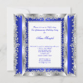 Quinceanera 15e verjaardag Royal Blue Silver Kaart (Achterkant)