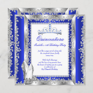 Quinceanera 15e verjaardag Royal Blue Silver Kaart