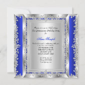 Quinceanera 15e verjaardag Royal Blue Silver Shoes Kaart (Achterkant)