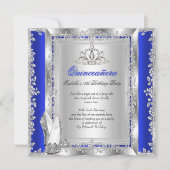 Quinceanera 15e verjaardag Royal Blue Silver Shoes Kaart (Voorkant)