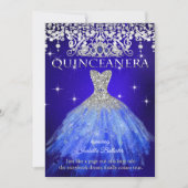 Quinceanera 15e verjaardag Royal Blue Tiara Kaart (Voorkant)