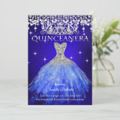 Quinceanera 15e verjaardag Royal Blue Tiara Kaart (Staand voorkant)