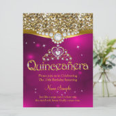 Quinceanera 15e verjaardag Roze Glitter Gold Kaart (Staand voorkant)