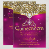 Quinceanera 15e verjaardag Roze Glitter Gold Kaart (Voorkant / Achterkant)
