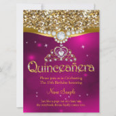 Quinceanera 15e verjaardag Roze Glitter Gold Kaart (Voorkant)