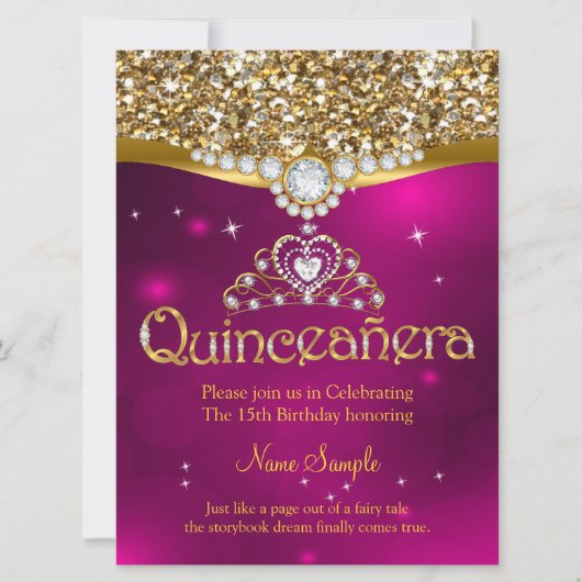 Quinceanera 15e verjaardag Roze Glitter Gold Kaart (Voorkant)