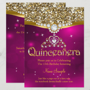 Quinceanera 15e verjaardag Roze Glitter Gold Kaart