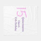 Quinceanera 15e verjaardag roze glitter sjabloon fleece deken (Voorkant (Horizontaal))