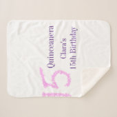 Quinceanera 15e verjaardag roze glitter sjabloon sherpa deken (Voorkant (horizontaal))