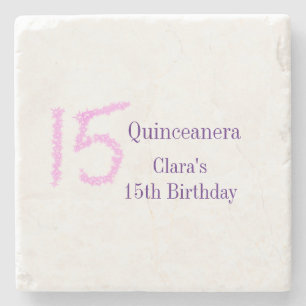 Quinceanera 15e verjaardag roze glitter sjabloon stenen onderzetter