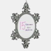 Quinceanera 15e verjaardag roze glitter sjabloon tin sneeuwvlok ornament (Links)