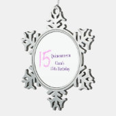 Quinceanera 15e verjaardag roze glitter sjabloon tin sneeuwvlok ornament (Rechts)