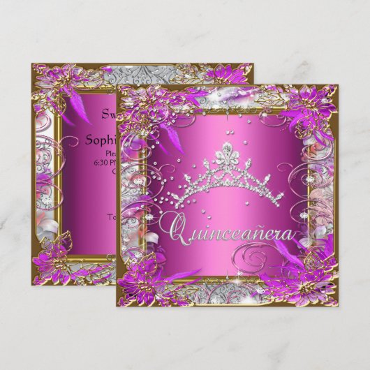 Quinceañera 15e verjaardag Roze goud Kaart (Voorkant / Achterkant)