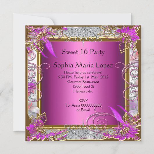 Quinceañera 15e verjaardag Roze goud Kaart (Achterkant)