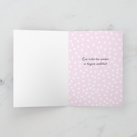 Quinceanera 15e verjaardag roze harten kaart (Binnen)