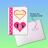 Quinceanera 15e verjaardag roze harten kaart