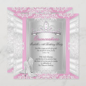 Quinceanera 15e verjaardag  roze kaart (Voorkant / Achterkant)