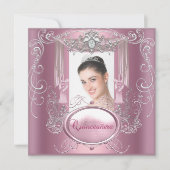 Quinceanera 15e verjaardag Roze Silver Star Kaart (Voorkant)