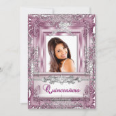 Quinceañera 15e verjaardag Roze Silver Tiara Kaart (Voorkant)