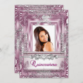 Quinceañera 15e verjaardag Roze Silver Tiara Kaart (Voorkant / Achterkant)