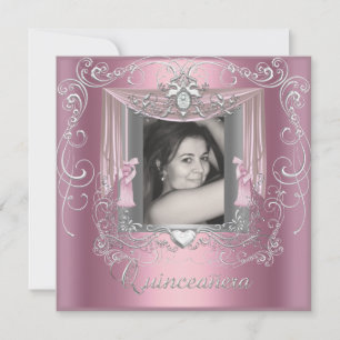 Quinceanera 15e verjaardag Roze Zilveren Ster Kaart