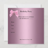 Quinceanera 15e Verjaardag Satijn Roze Bow Kaart (Achterkant)