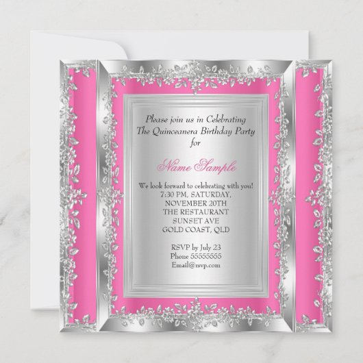 Quinceanera 15e verjaardag Snoep Roze Silver Shoes Kaart (Achterkant)