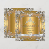 Quinceanera 15e verjaardag Tiara Gold White Silver Kaart (Voorkant / Achterkant)