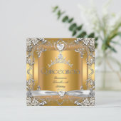 Quinceanera 15e verjaardag Tiara Gold White Silver Kaart (Staand voorkant)