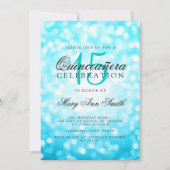Quinceanera 15e verjaardag Turquoise Bokeh Lights Kaart (Voorkant)