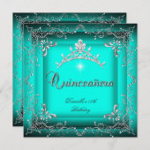 Quinceanera 15e verjaardag van Blauwe Tiara Silver Kaart (Voorkant / Achterkant)