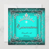 Quinceanera 15e verjaardag van Blauwe Tiara Silver Kaart (Voorkant)