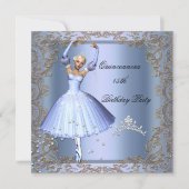 Quinceanera 15e verjaardag van de Blauwe Ballerina Kaart (Voorkant)