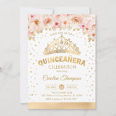 Quinceanera 15e verjaardag van de goudroze Floral Kaart (Voorkant)