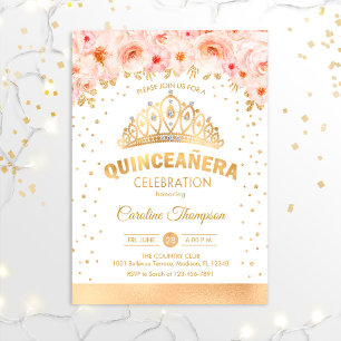Quinceanera 15e verjaardag van de goudroze Floral Kaart