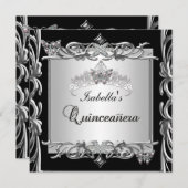 Quinceanera 15e Verjaardag Vlinders Zilver Zwart Kaart (Voorkant / Achterkant)