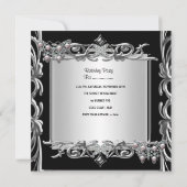 Quinceanera 15e Verjaardag Vlinders Zilver Zwart Kaart (Achterkant)