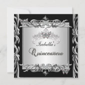 Quinceanera 15e Verjaardag Vlinders Zilver Zwart Kaart (Voorkant)