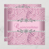 Quinceanera 15e verjaardag Witte parelroze Zebra Kaart (Voorkant / Achterkant)