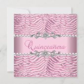 Quinceanera 15e verjaardag Witte parelroze Zebra Kaart (Voorkant)