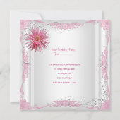 Quinceanera 15e verjaardag Witte Roze Silver Dahli Kaart (Achterkant)