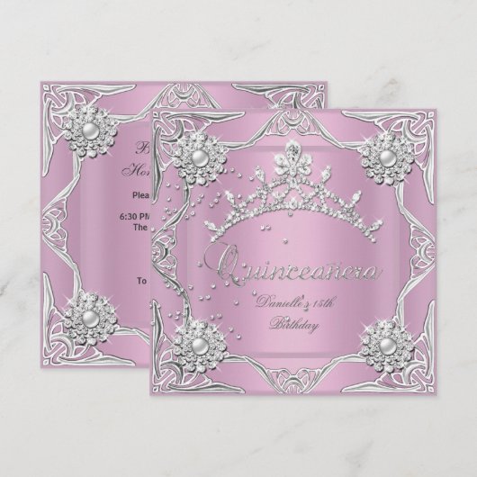 Quinceanera 15e verjaardag Zachte Roze Kaart (Voorkant / Achterkant)