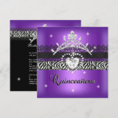 Quinceanera 15e verjaardag Zebra Paars zwart Kaart (Voorkant / Achterkant)