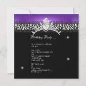 Quinceanera 15e verjaardag Zebra Paars zwart Kaart (Achterkant)