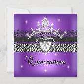 Quinceanera 15e verjaardag Zebra Paars zwart Kaart (Voorkant)
