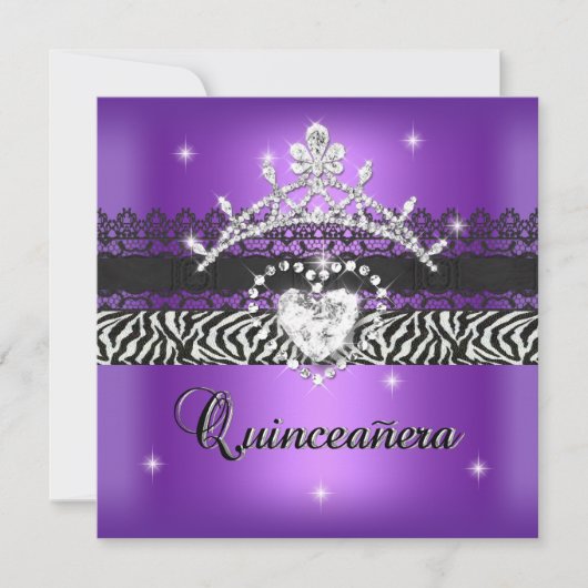 Quinceanera 15e verjaardag Zebra Paars zwart Kaart (Voorkant)