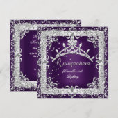 Quinceanera 15e verjaardag Zilver Paars Kaart (Voorkant / Achterkant)