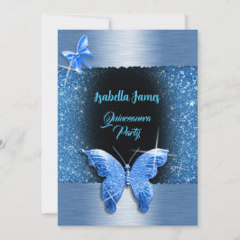 Quinceañera 15e verjaardag zwart blauw folie luxe kaart