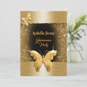 Quinceañera 15e verjaardag zwart goud folie kaart (Staand voorkant)